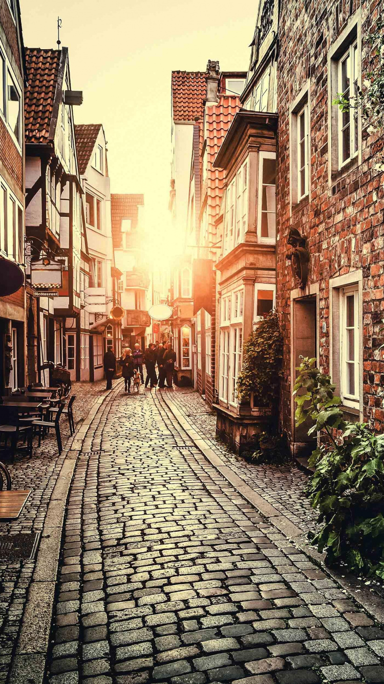 Обои улица, городок, соседство, дорога, аллея в разрешении 750x1334