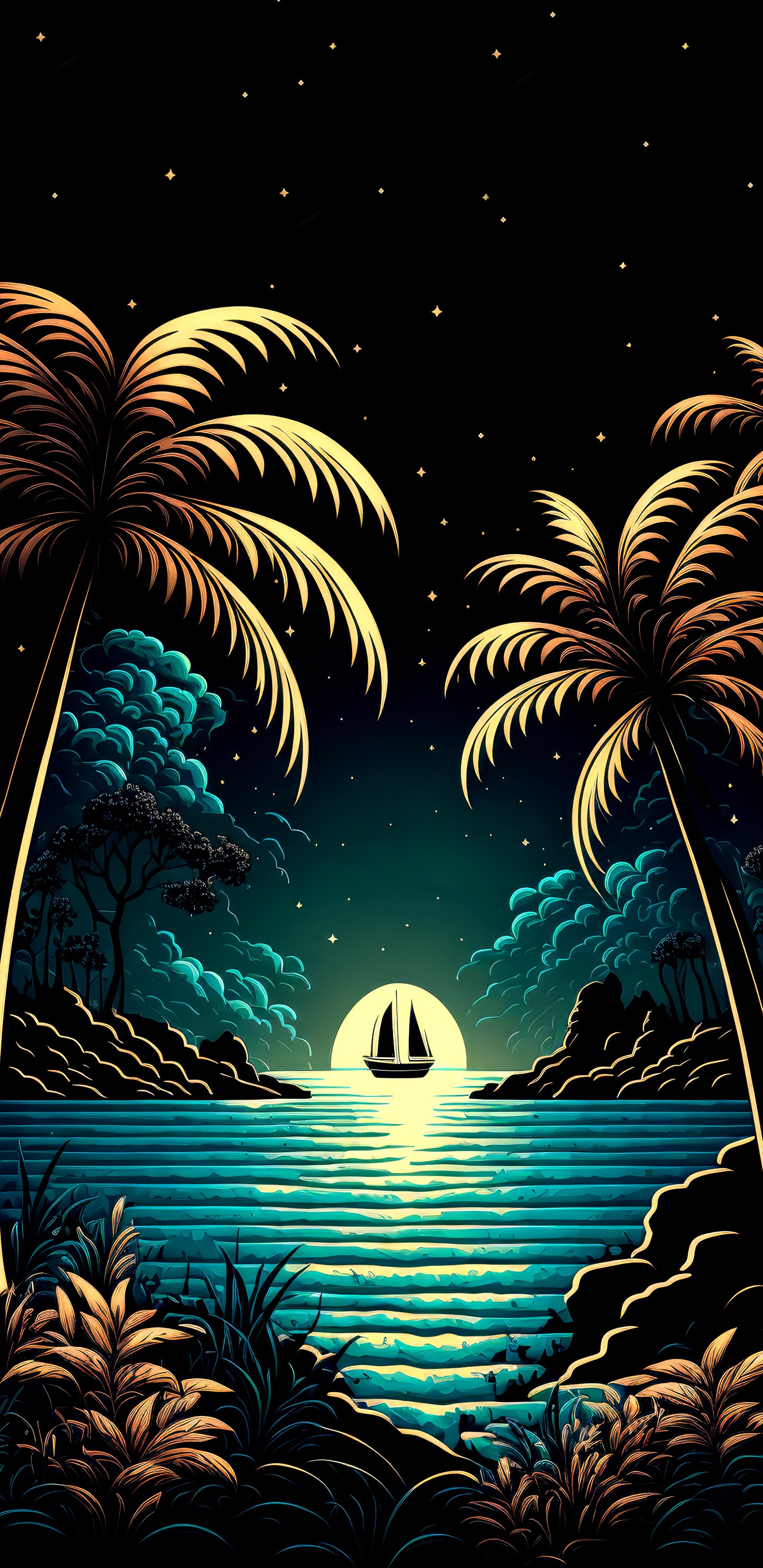 Обои свет, графический дизайн, визуальное искусство, вода, мир в разрешении 1440x2960