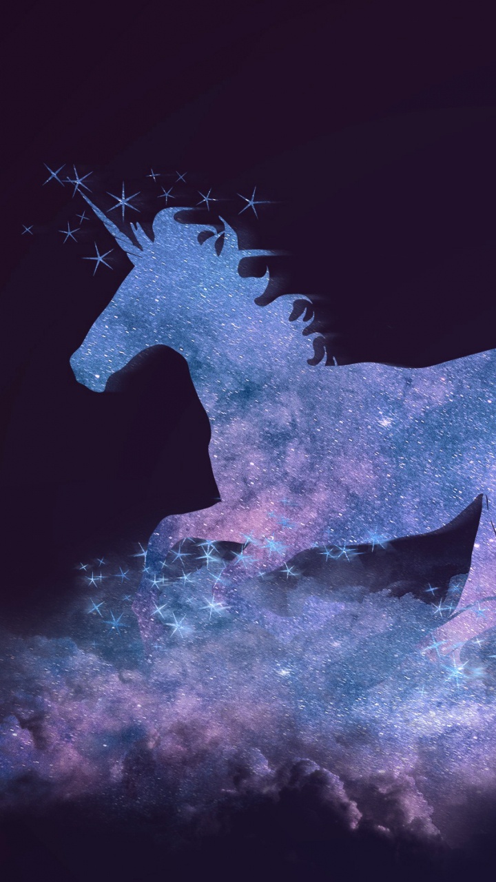 Обои единорог, пурпур, мифическое существо, конь, грива в разрешении 720x1280