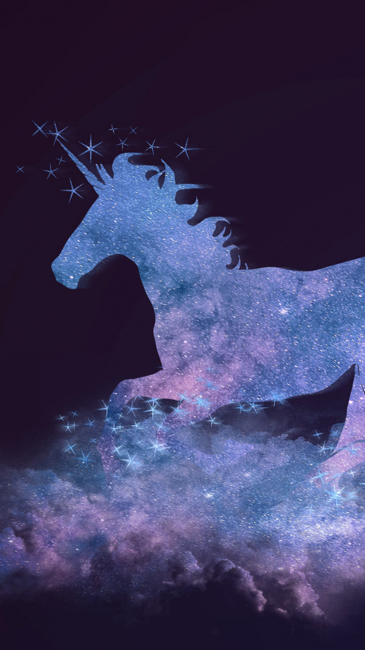 Обои единорог, пурпур, мифическое существо, конь, грива в разрешении 750x1334