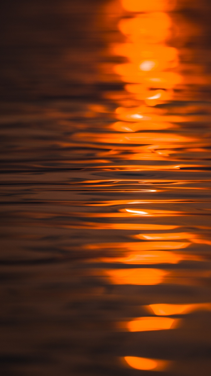Обои отражение, вода, Апельсин, спокойный, послесвечение в разрешении 720x1280