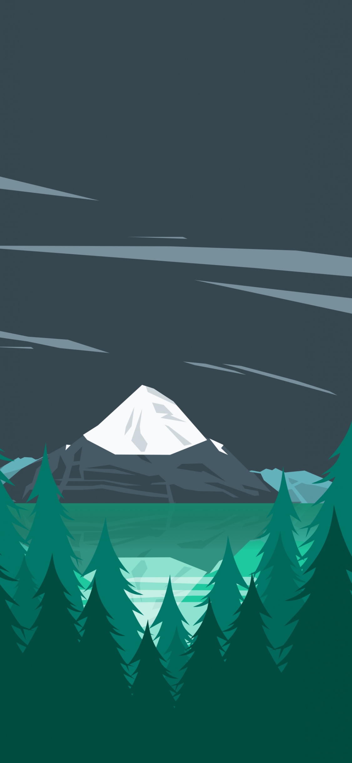 Обои иллюстрация, Google, минимализм, елка, дерево в разрешении 1125x2436