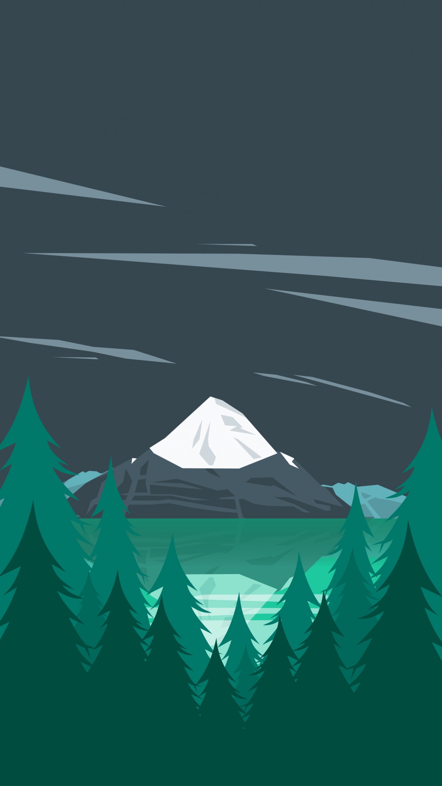 Обои иллюстрация, Google, минимализм, елка, дерево в разрешении 1440x2560