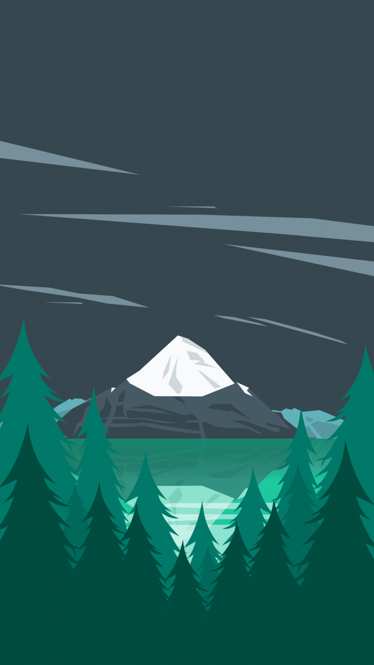 Обои иллюстрация, Google, минимализм, елка, дерево в разрешении 750x1334