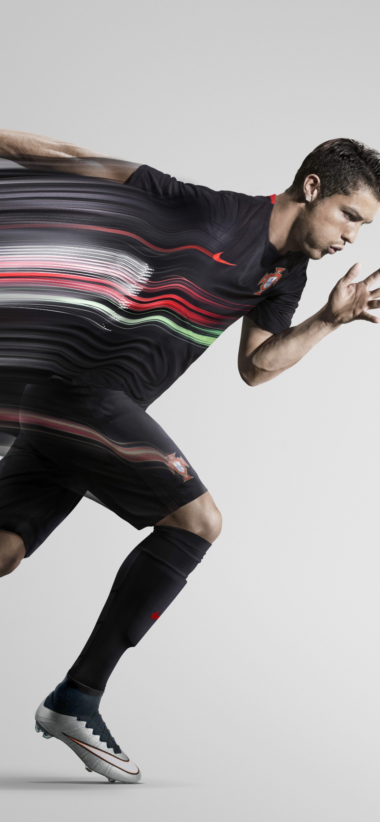 Обои Кристиано Роналдо, гетры, обувь, графический дизайн, иллюстрация в разрешении 1242x2688