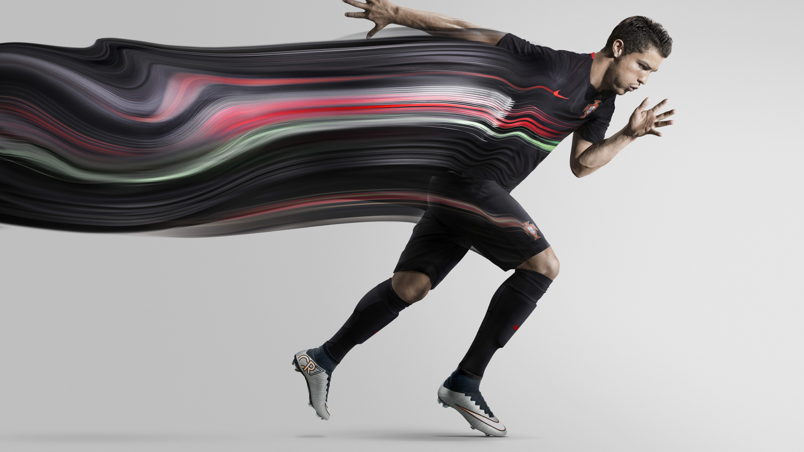 Обои Кристиано Роналдо, гетры, обувь, графический дизайн, иллюстрация в разрешении 2560x1440