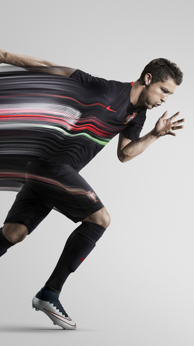 Обои Кристиано Роналдо, гетры, обувь, графический дизайн, иллюстрация в разрешении 750x1334