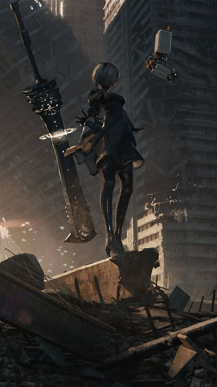 Обои руины города ниер, ниэр автоматов, ниэр, новое искусство, церковь автоматов nier в разрешении 750x1334