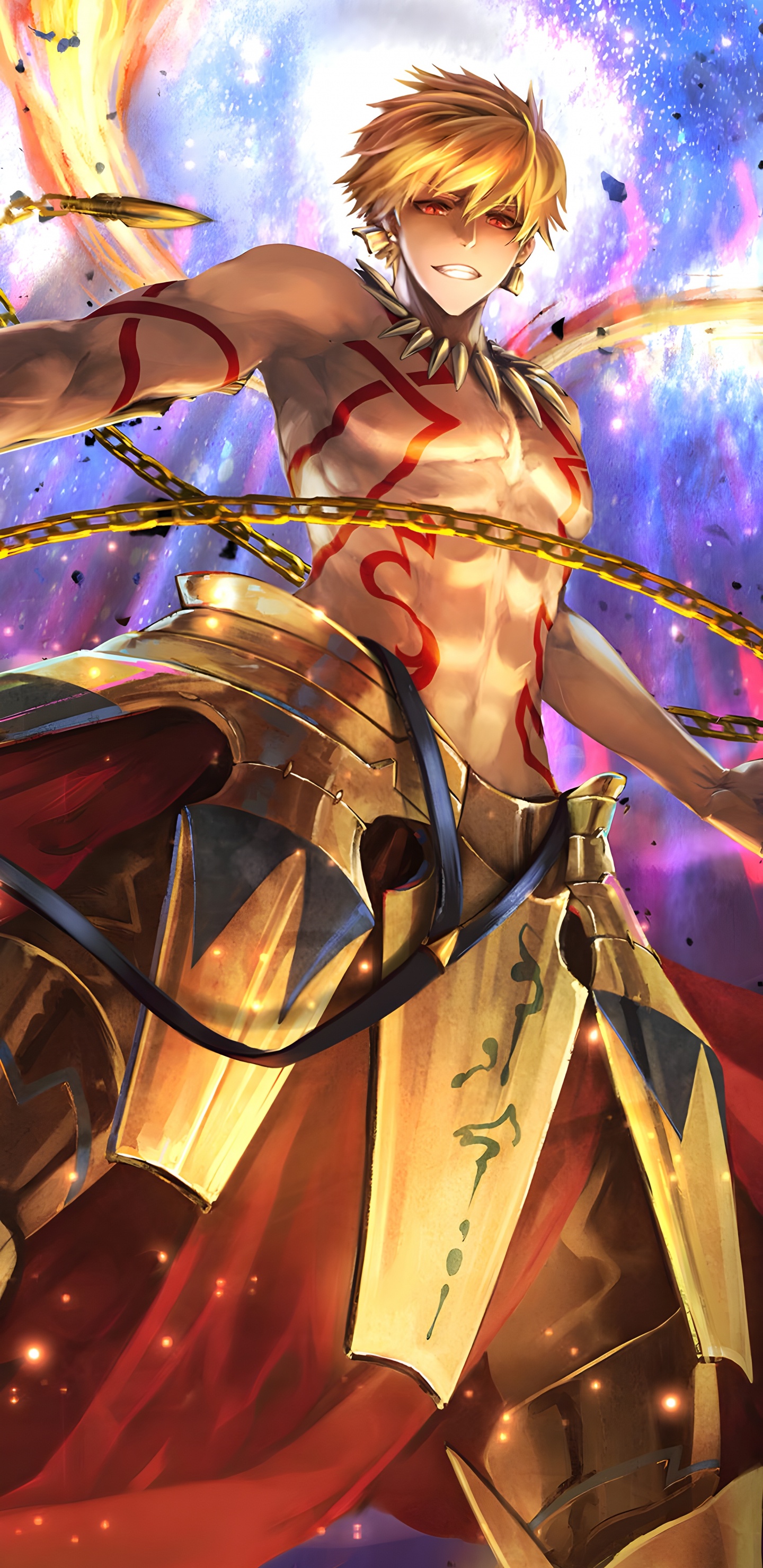 Обои судьба гильгамеша, Fate Zero, Гильгамеш, сабля, лучник в разрешении 1440x2960