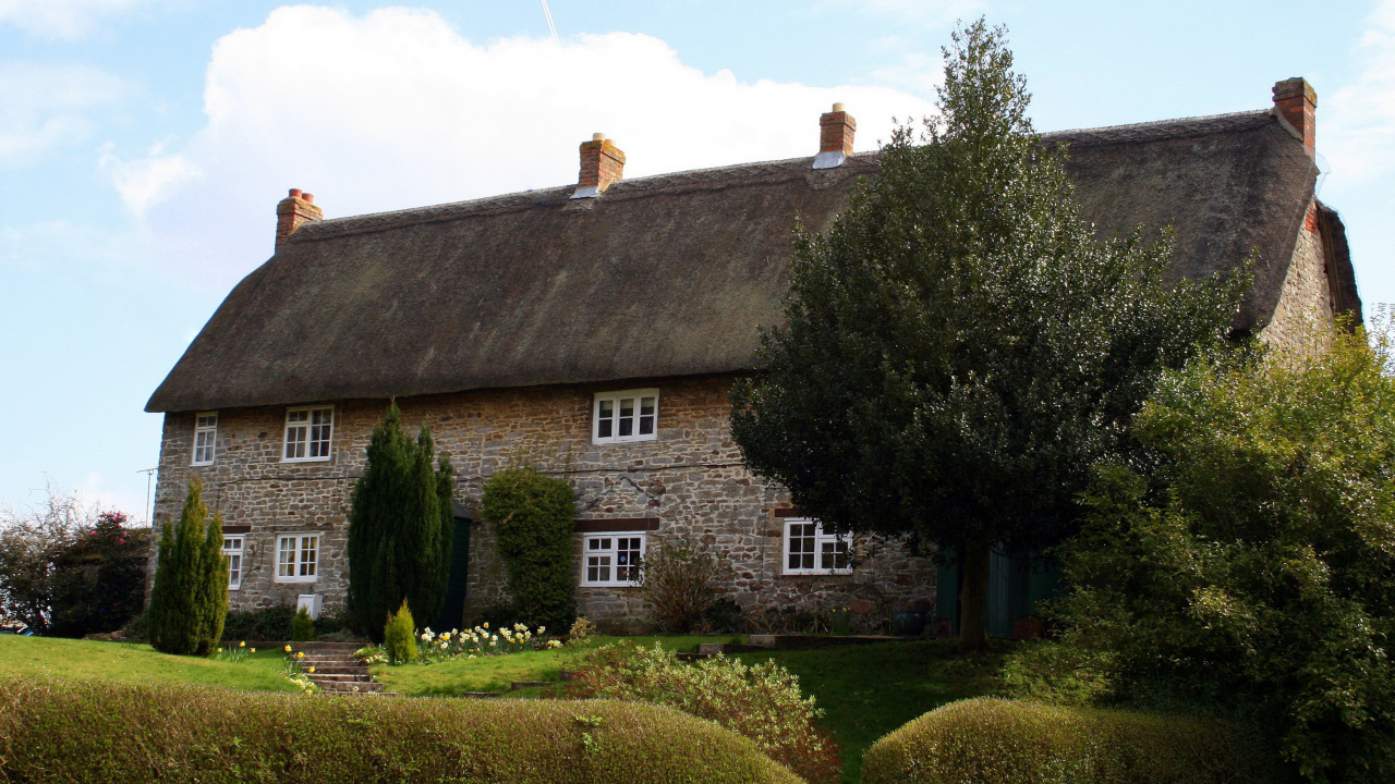 Обои здание, коттедж, Английский загородный дом, Хаус, свойство в разрешении 1280x720