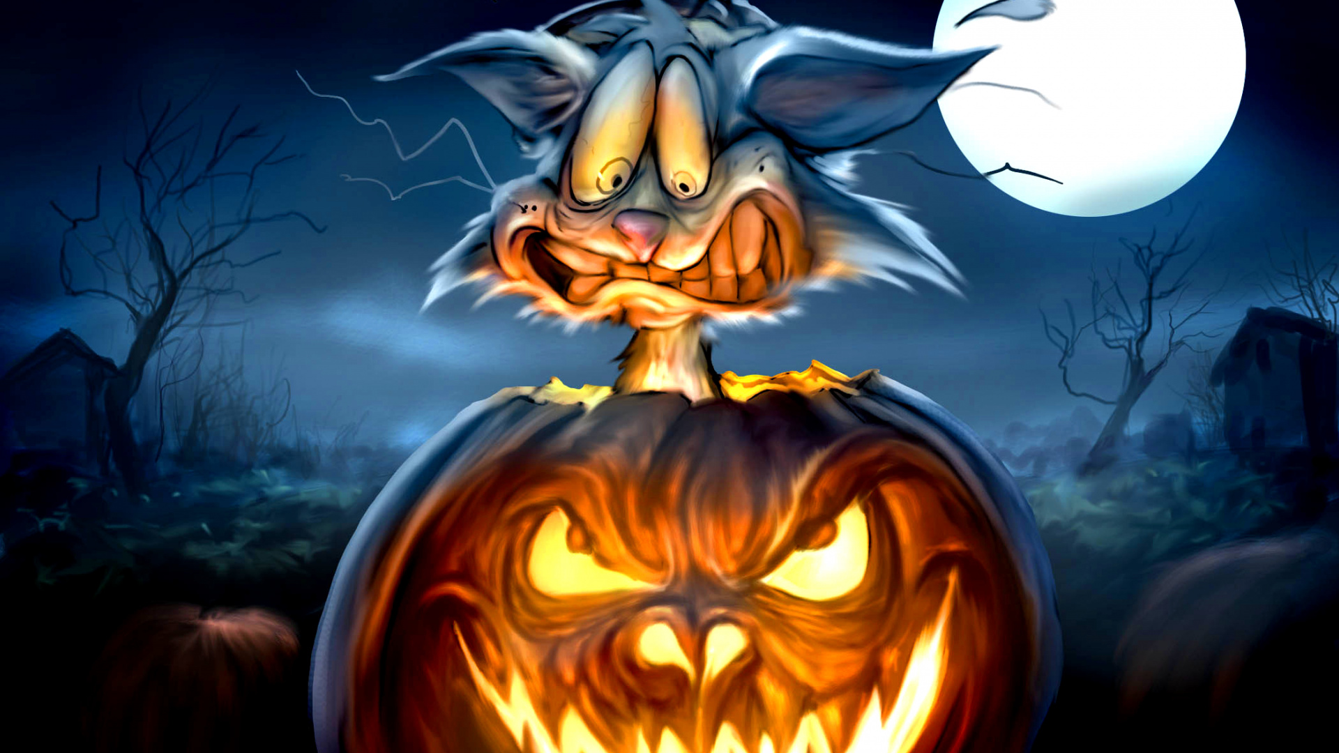 Обои калебас, тыква, Хэллоуин, вымышленный персонаж, иллюстрация в разрешении 1920x1080