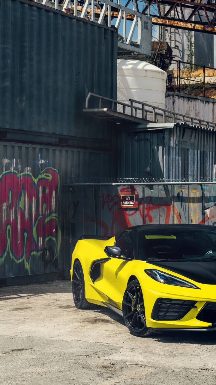 Обои Chevrolet Corvette 2021 года, Шевроле, легковые автомобили, спорткар, corvette stingray в разрешении 720x1280