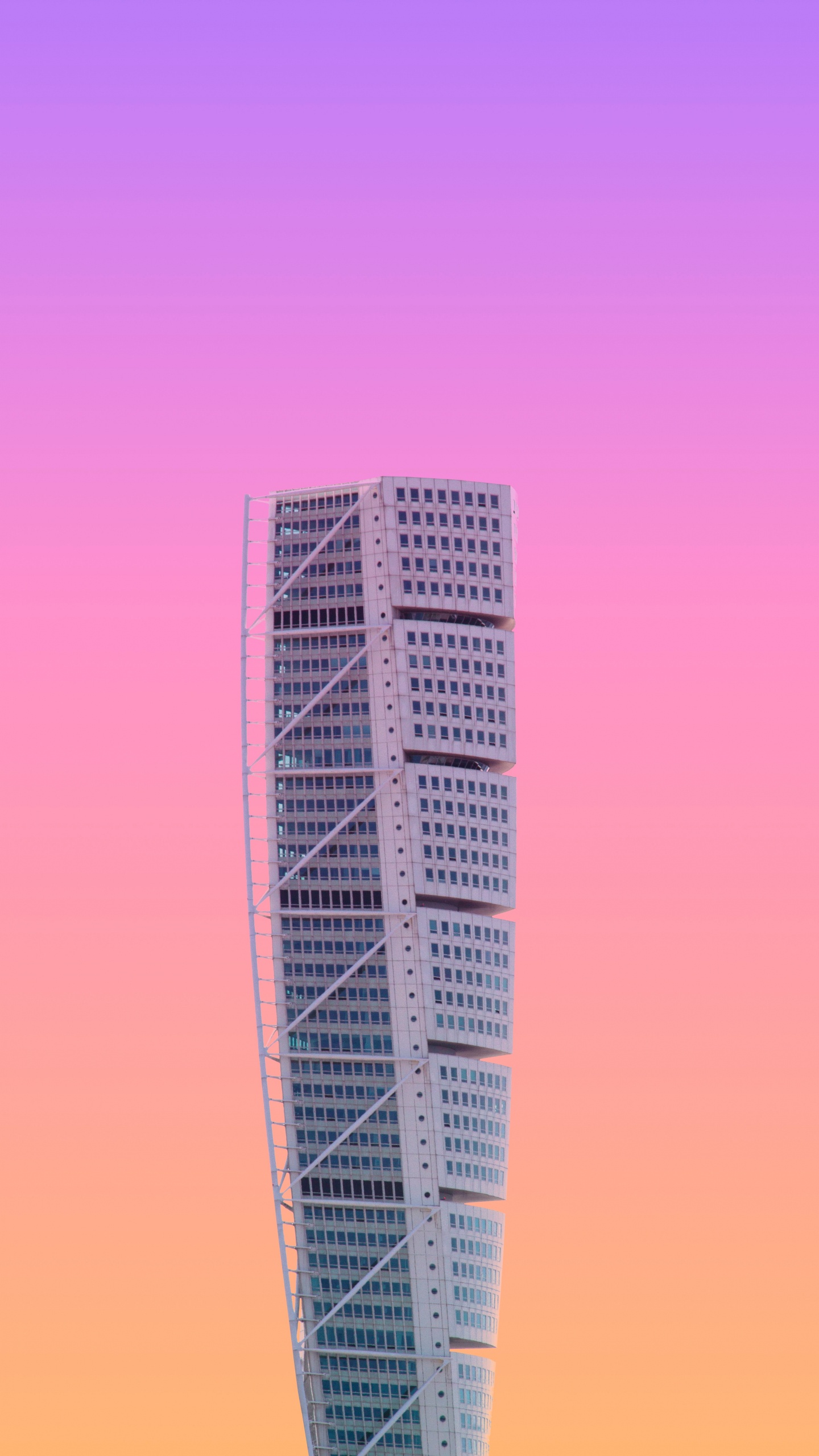 Обои вышка, розовый, небоскреб, линия, город в разрешении 1440x2560