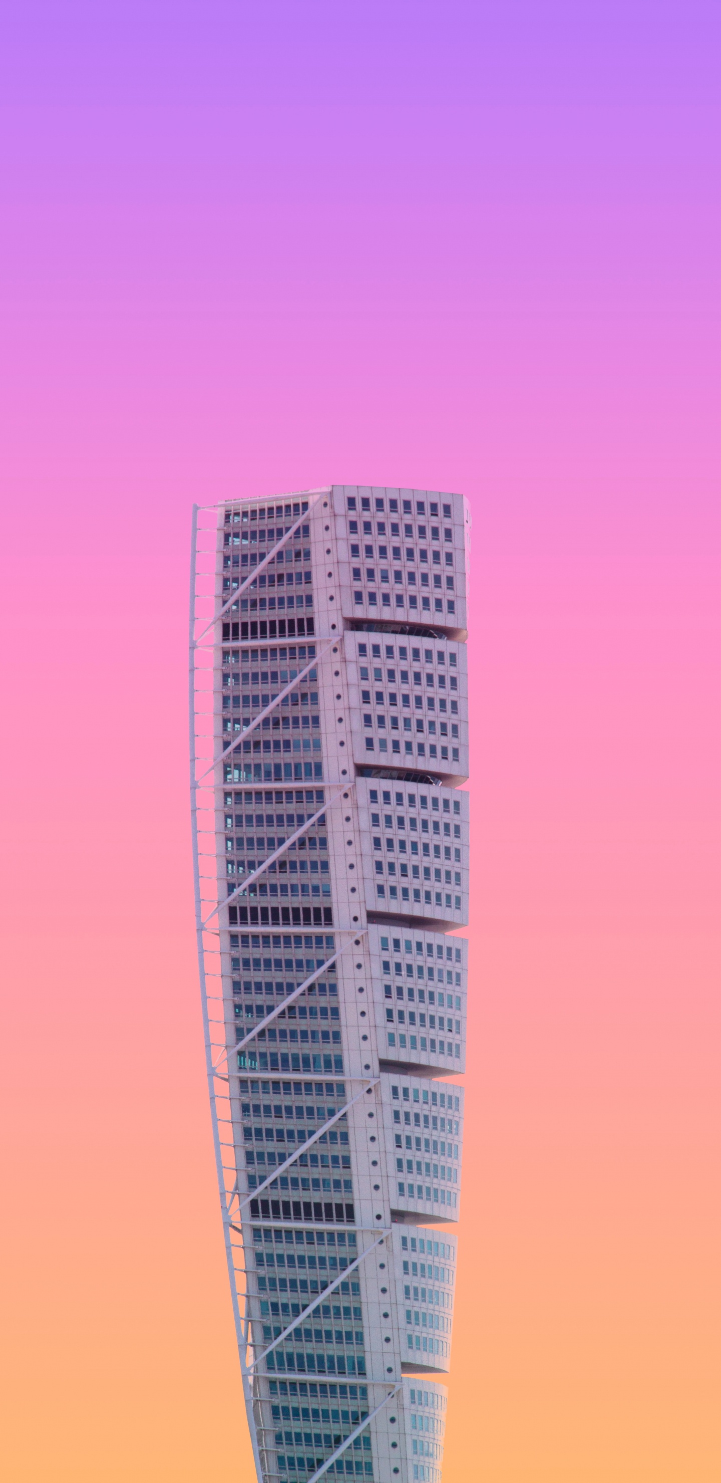 Обои вышка, розовый, небоскреб, линия, город в разрешении 1440x2960