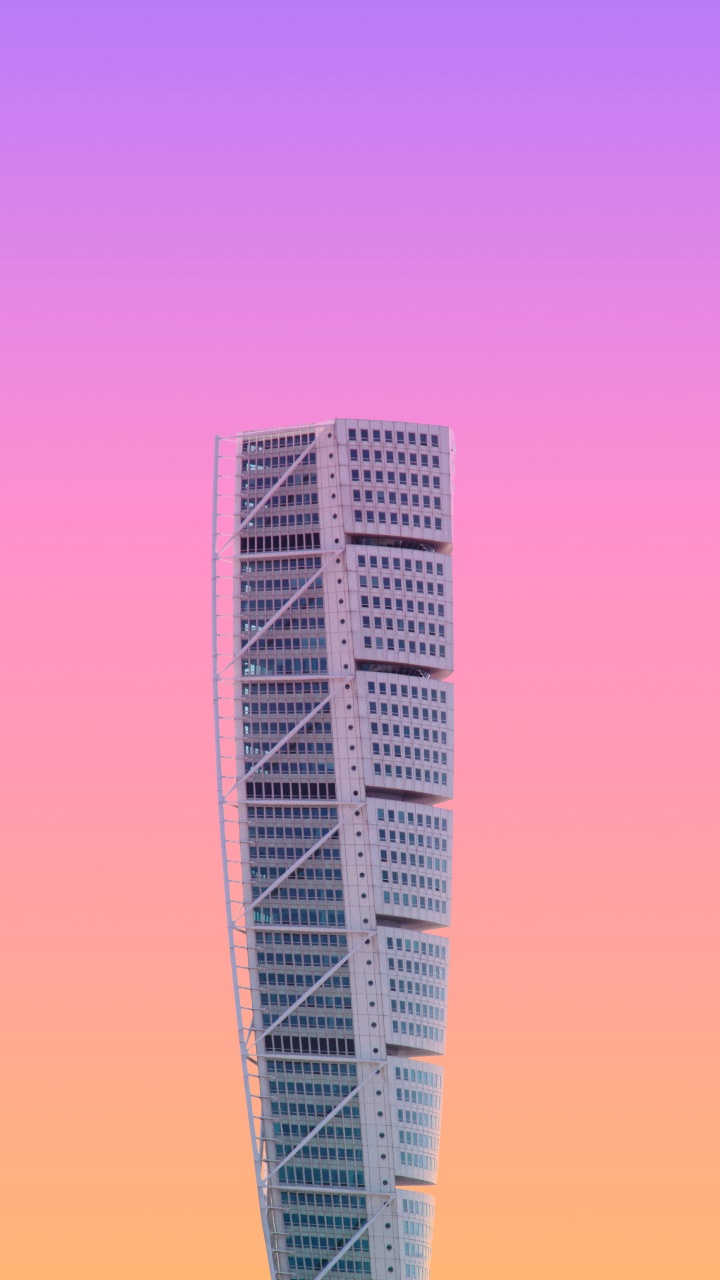 Обои вышка, розовый, небоскреб, линия, город в разрешении 720x1280