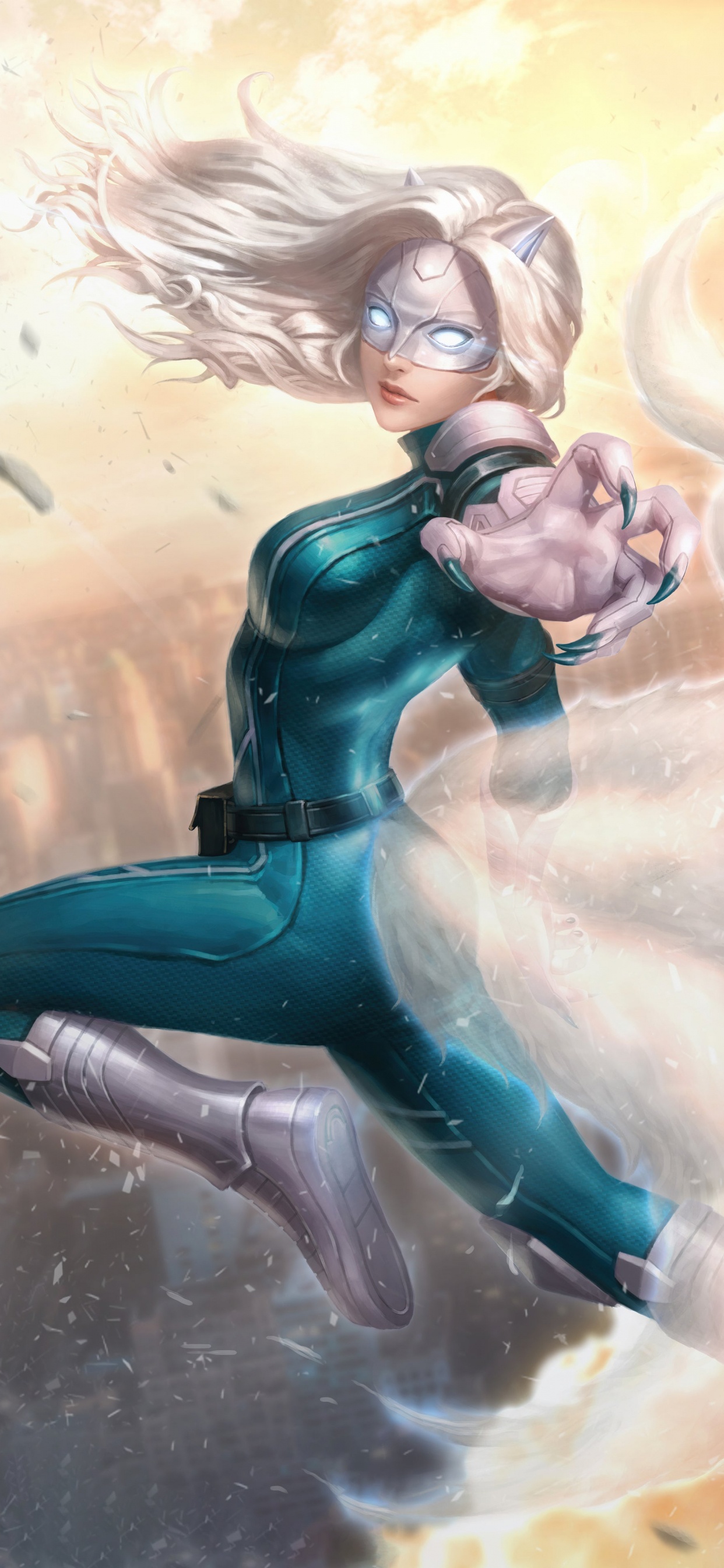 Обои чудо белая лиса, зверь, арт, Китти Прайд, комиксы Марвел в разрешении 1242x2688