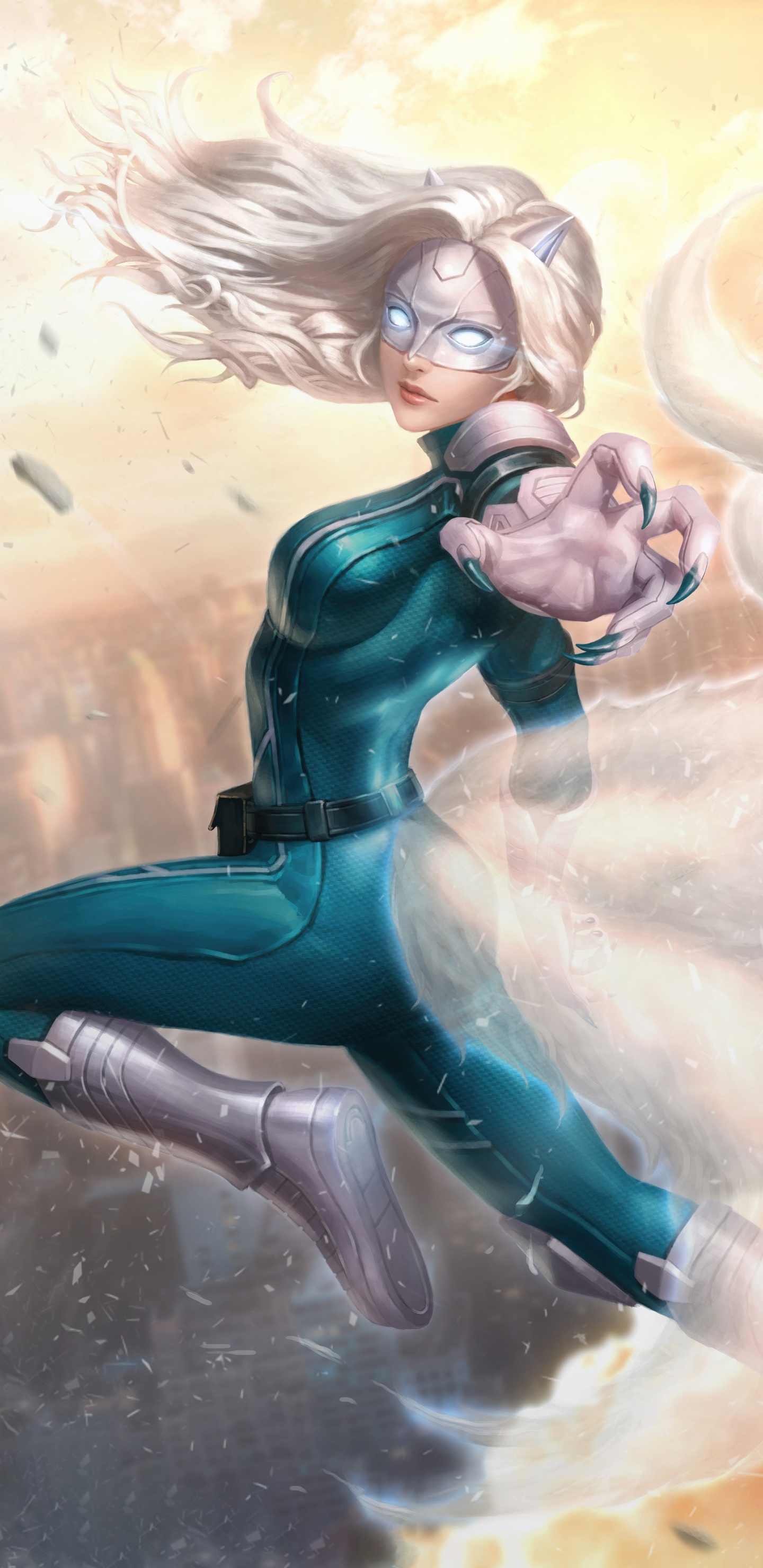 Обои чудо белая лиса, зверь, арт, Китти Прайд, комиксы Марвел в разрешении 1440x2960