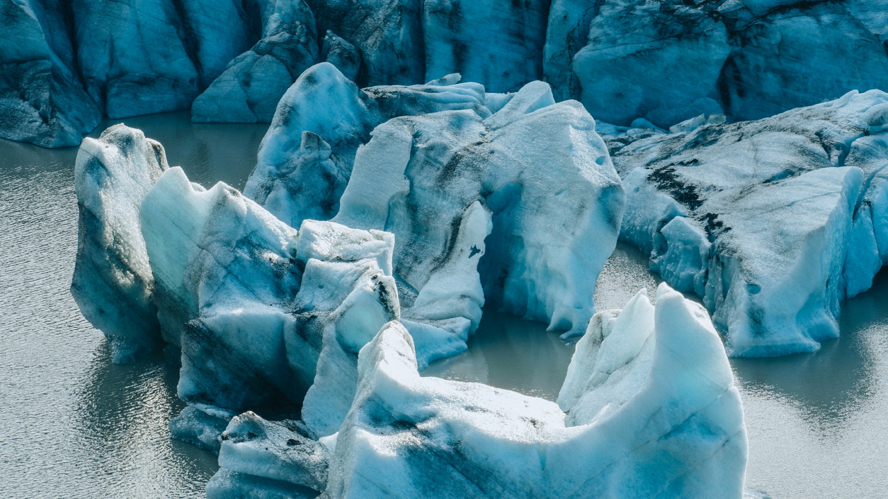 Обои ледник, синий, ледяная форма, айсберг, лед в разрешении 1280x720