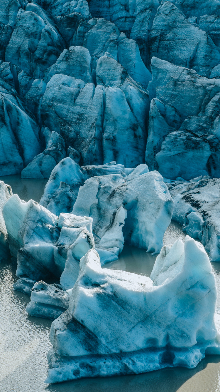 Обои ледник, синий, ледяная форма, айсберг, лед в разрешении 750x1334