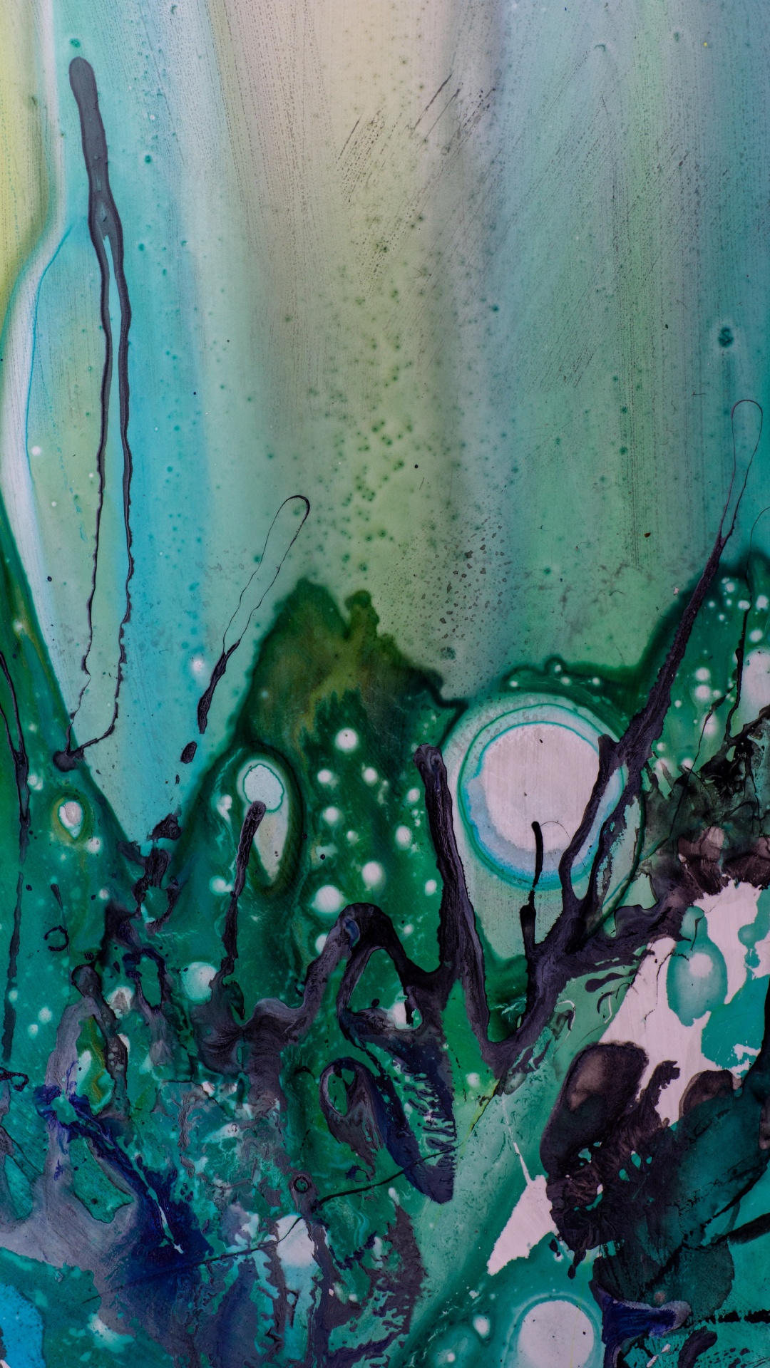 Обои арт, зеленый, вода, красочность, искусство в разрешении 1080x1920