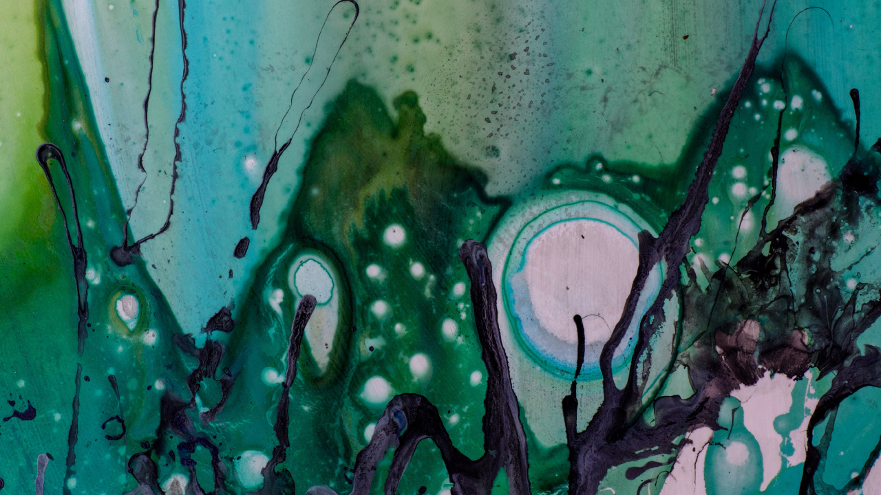 Обои арт, зеленый, вода, красочность, искусство в разрешении 1280x720