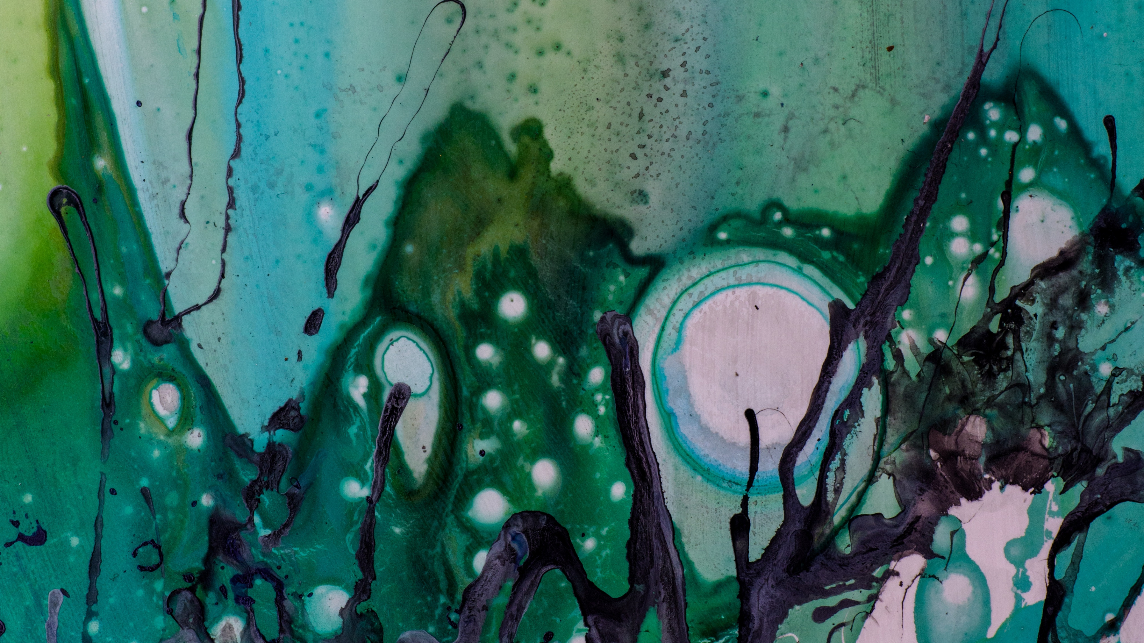 Обои арт, зеленый, вода, красочность, искусство в разрешении 3840x2160