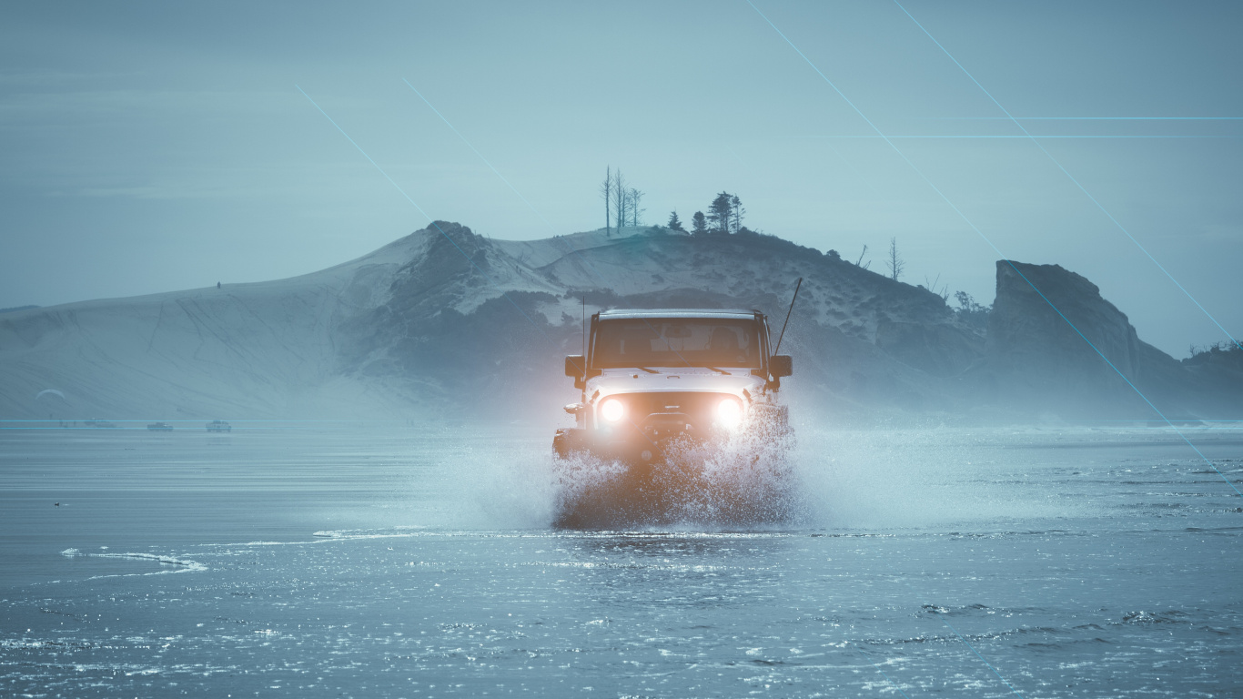 Обои Офф-роуд, пейзаж, гора, измеритель, облако в разрешении 1366x768