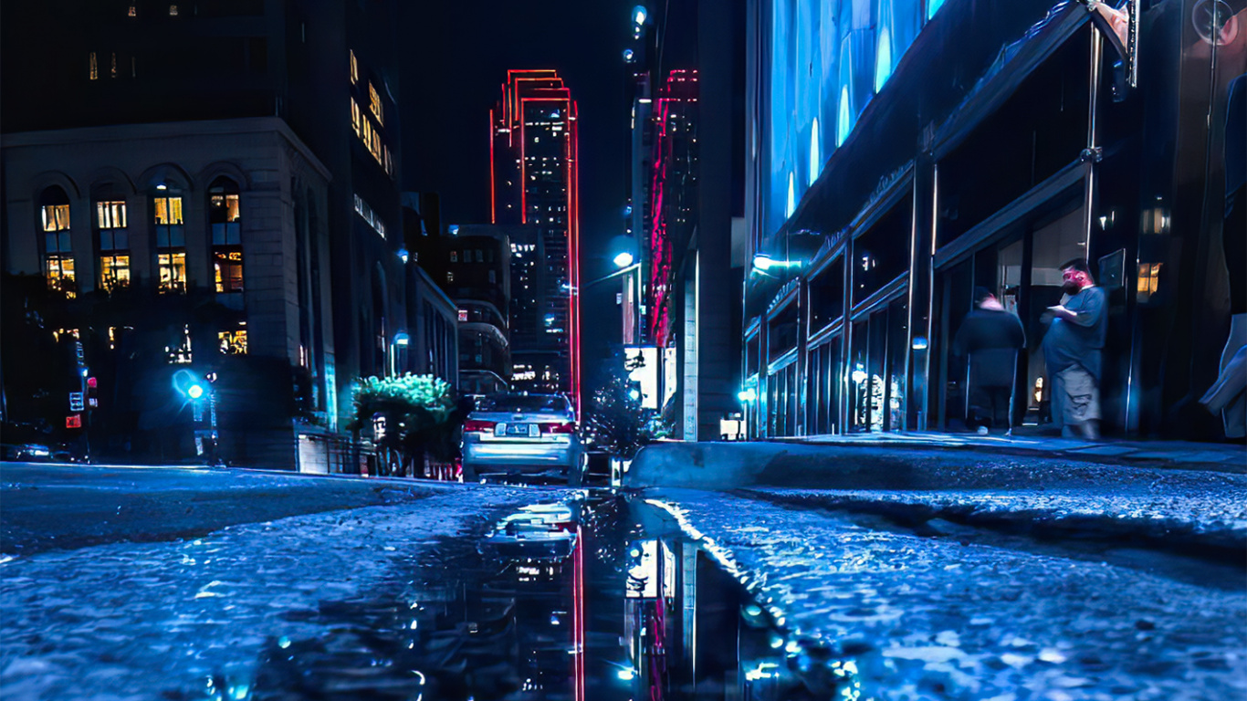 Обои ночь, Тикток, свет, гоблинкор, отличие в разрешении 1366x768