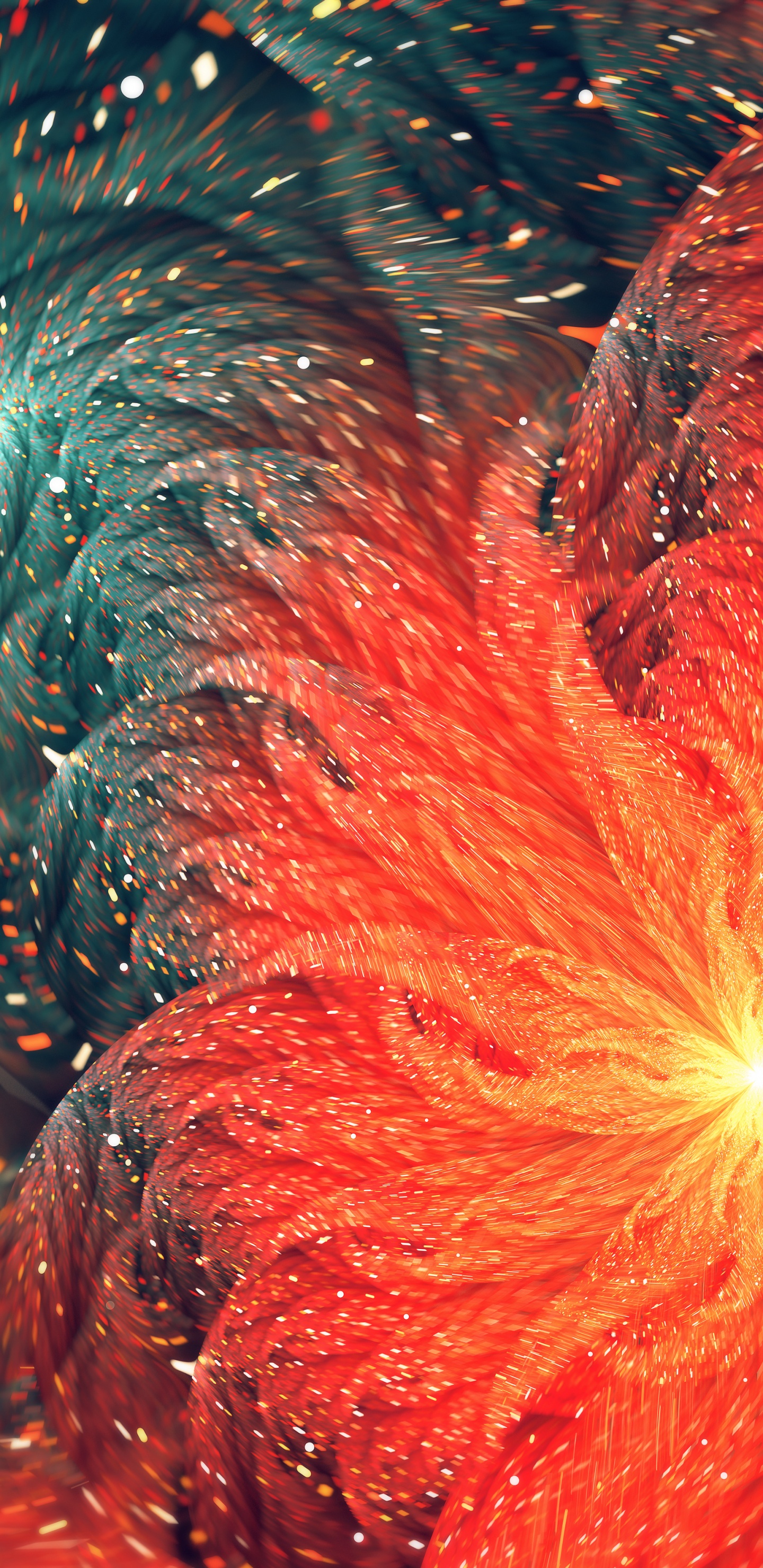 Обои цифровое искусство, салют, красный цвет, Апельсин, дивали в разрешении 1440x2960