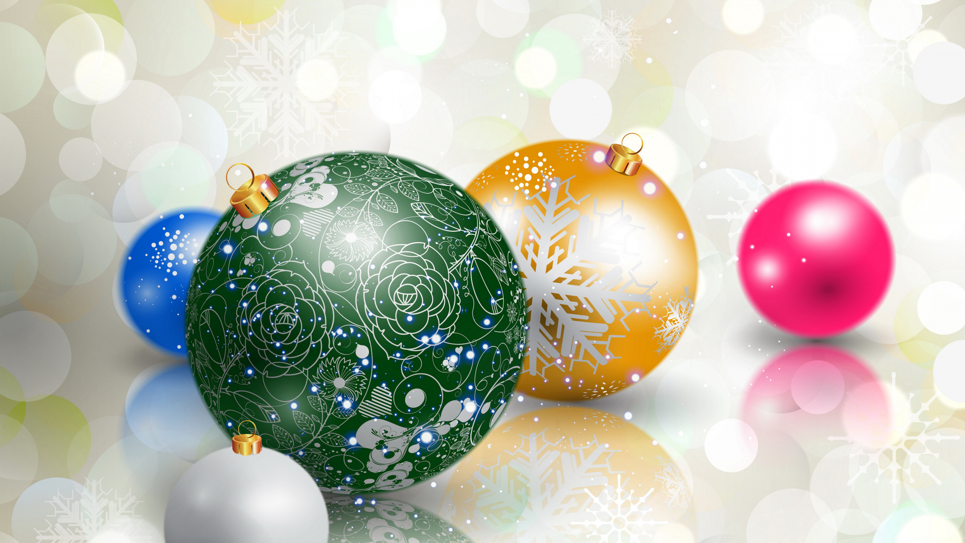 Обои Новый год, рождественский орнамент, Рождественские украшения, сфера, Рождество в разрешении 1920x1080