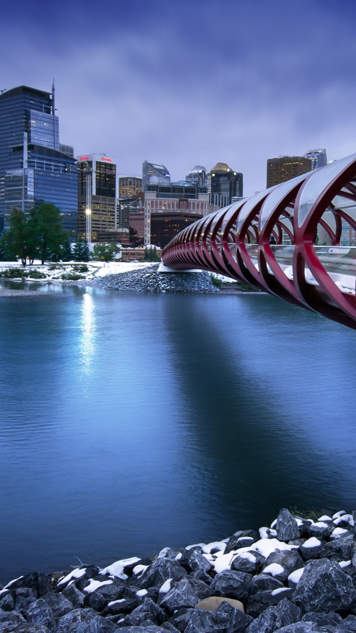 Обои мост, отражение, вода, город, реки в разрешении 720x1280