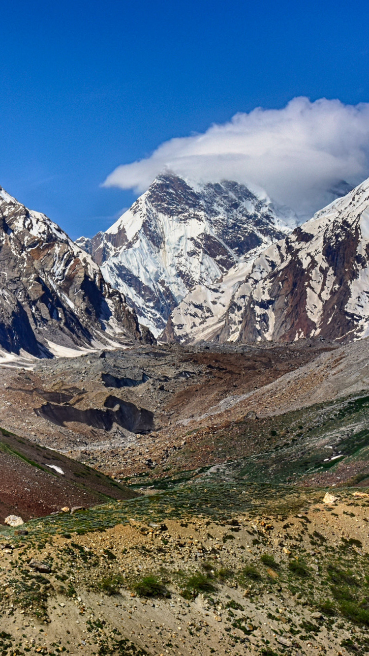 Обои Долина, Гималаи, Альпы, горный хребет, нагорье в разрешении 750x1334