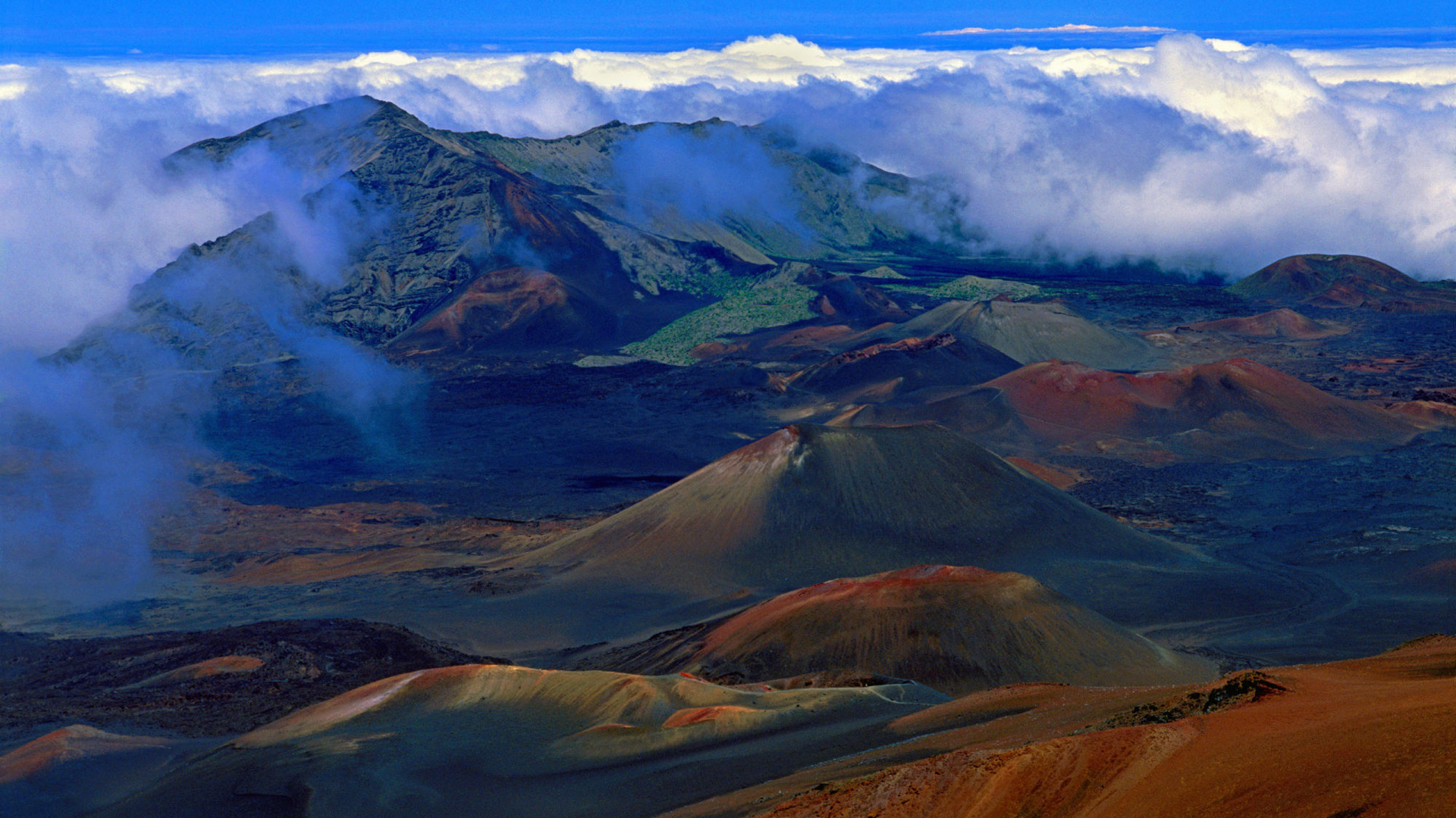 Обои кратер Халеакала, Haleakal, гора, нагорье, дикая местность в разрешении 1920x1080