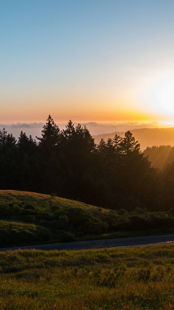 Обои природа, утро, холм, нагорье, гора Фудзи в разрешении 720x1280