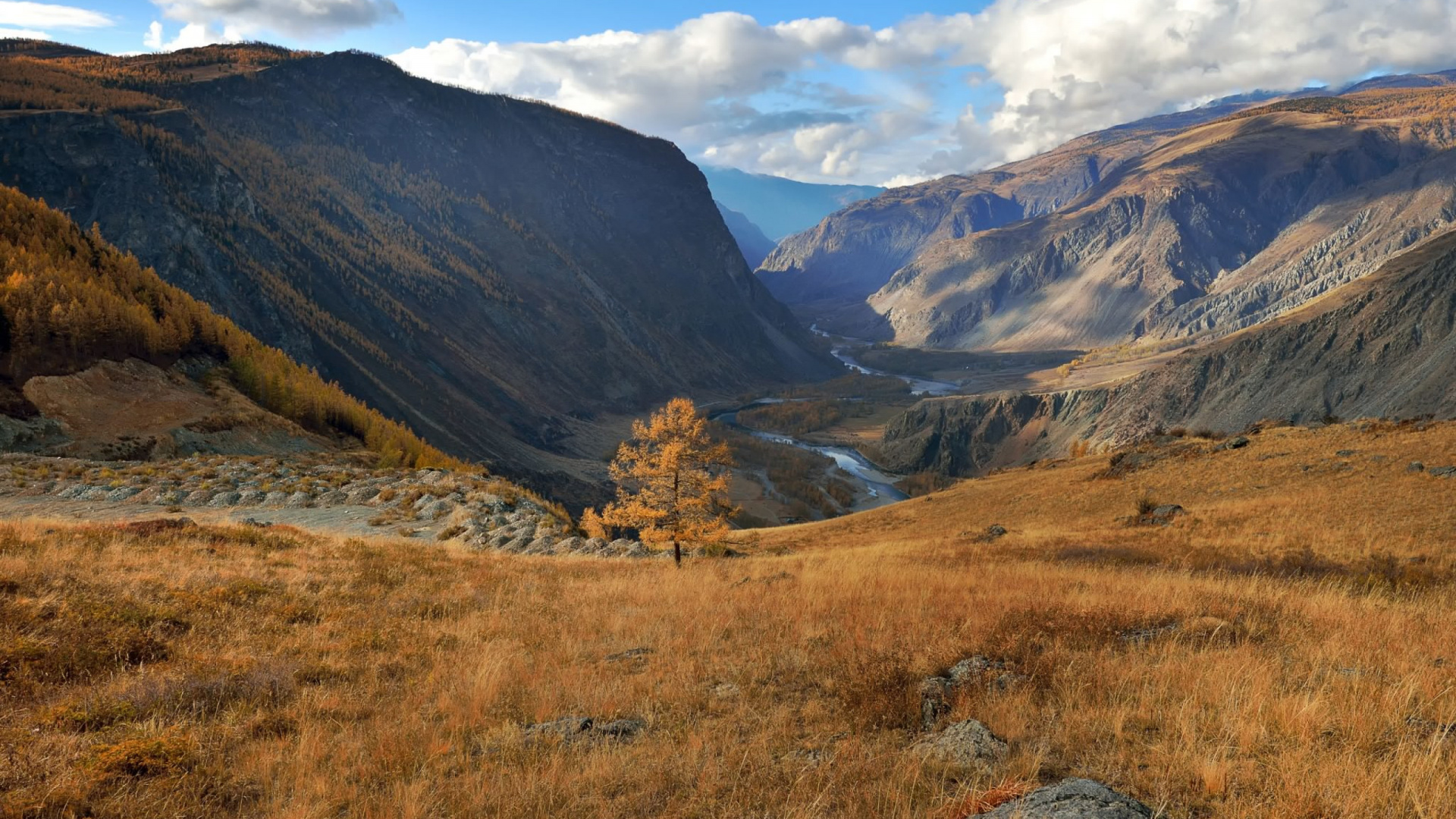 Обои Республика Алтай, горный рельеф, нагорье, гора, дикая местность в разрешении 1920x1080