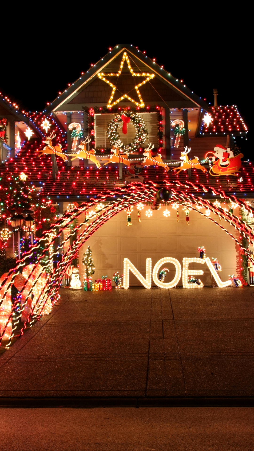 Обои Рождественские огни, Рождественский день, освещение, Рождественские украшения, ориентир в разрешении 1080x1920