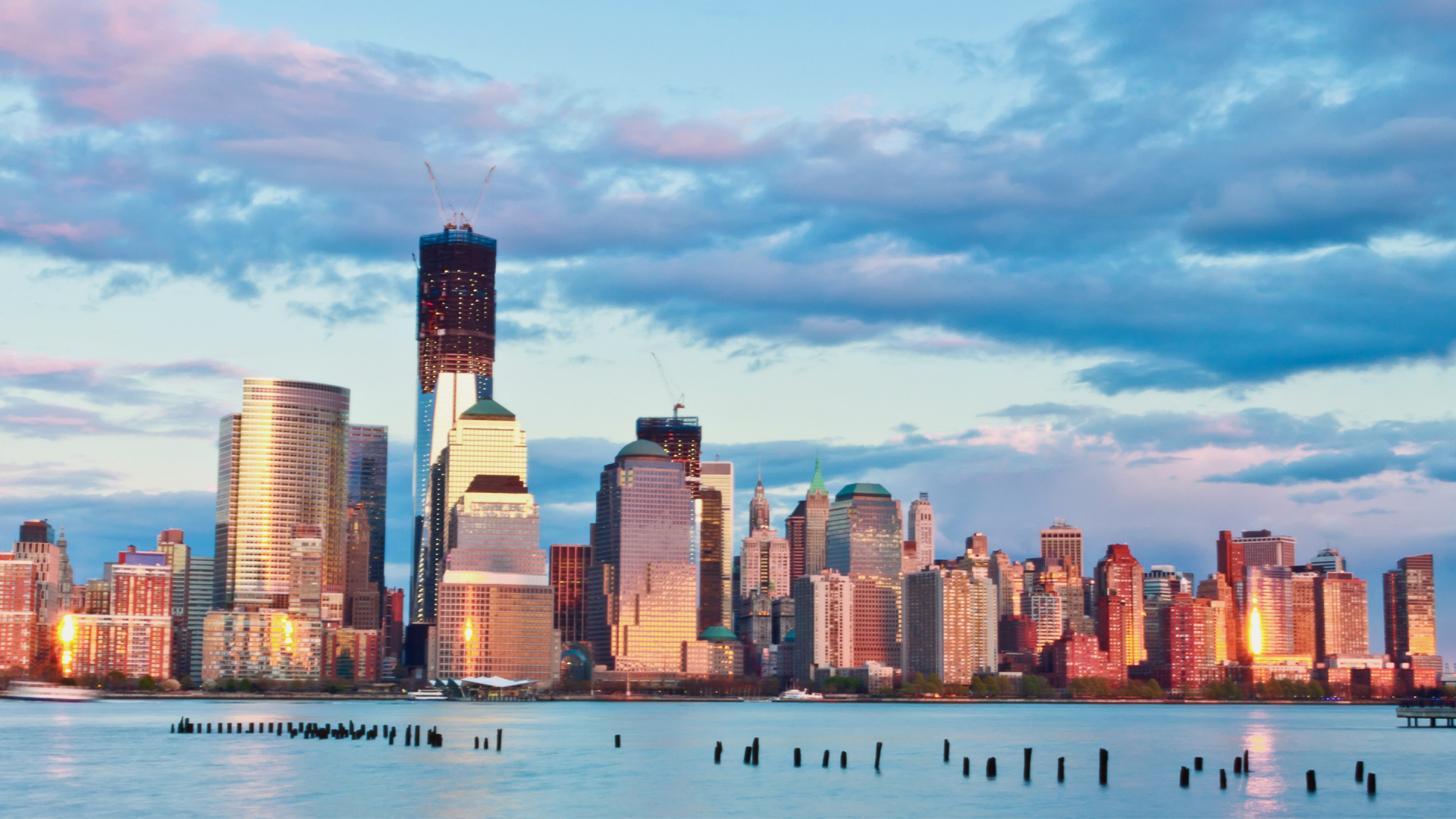 Обои скрапбукинг, небоскреб, линия горизонта, город, городской пейзаж в разрешении 1920x1080