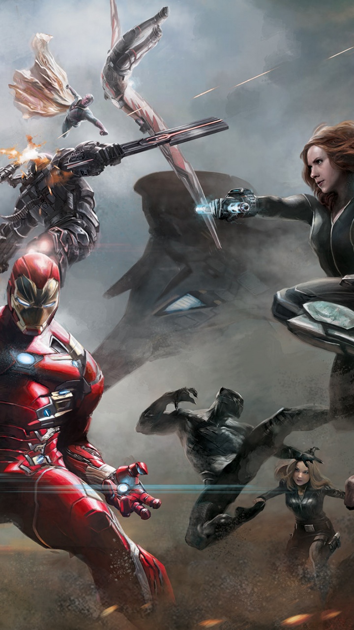 Обои Капитан Америка, Железный человек, marvel, Черная пантера, компьютерная игра в разрешении 720x1280