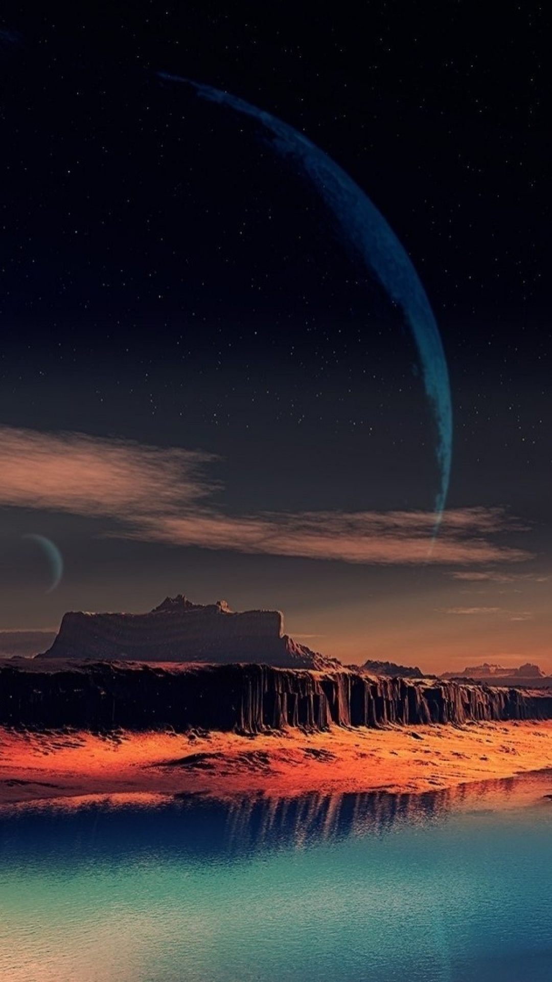 Обои ночь, природа, атмосфера, горизонт, облако в разрешении 1080x1920