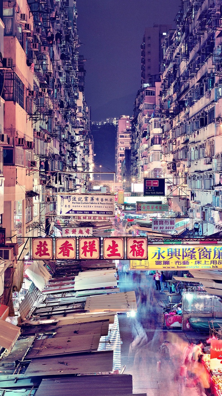 Обои улица ФА Юэнь, Гонконг, улица, городской район, город в разрешении 720x1280