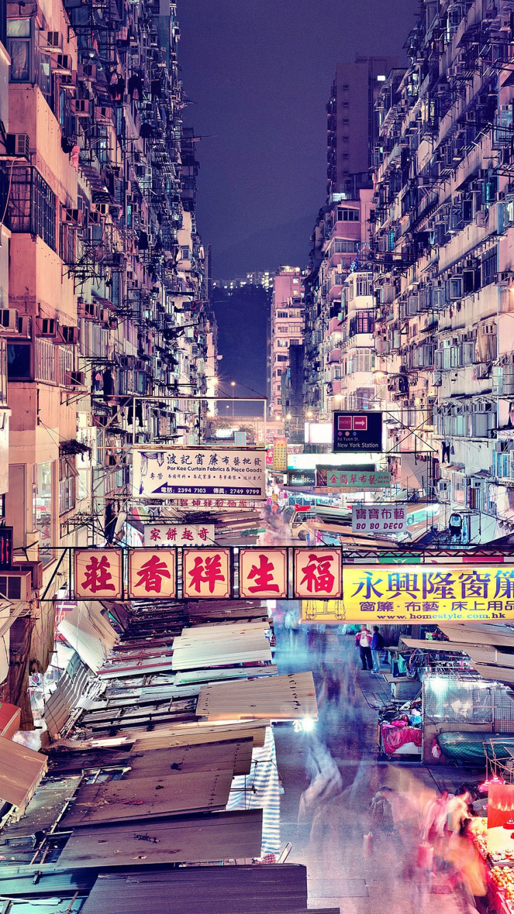 Обои улица ФА Юэнь, Гонконг, улица, городской район, город в разрешении 750x1334
