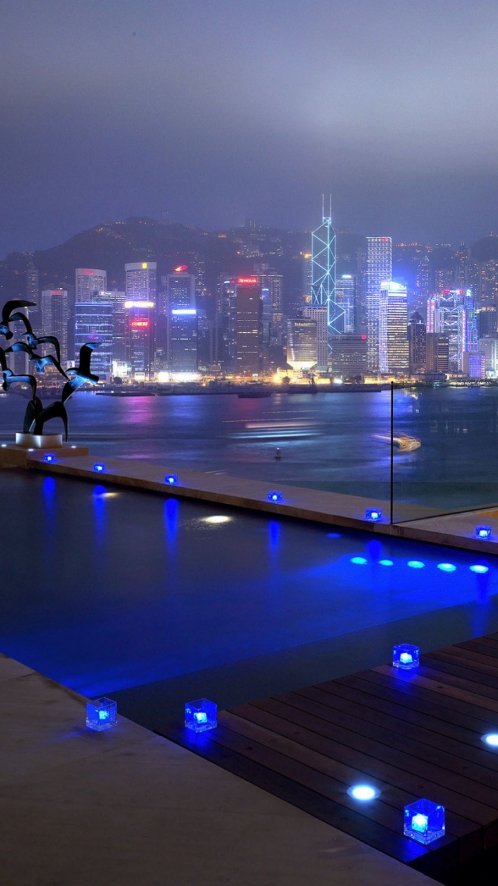 Обои ночь, городской пейзаж, город, городской район, свет в разрешении 720x1280