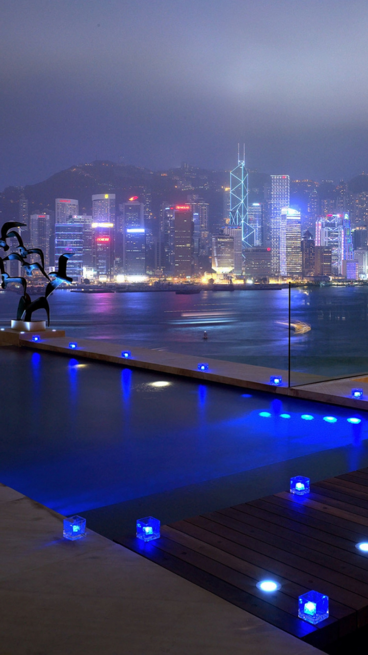 Обои ночь, городской пейзаж, город, городской район, свет в разрешении 750x1334