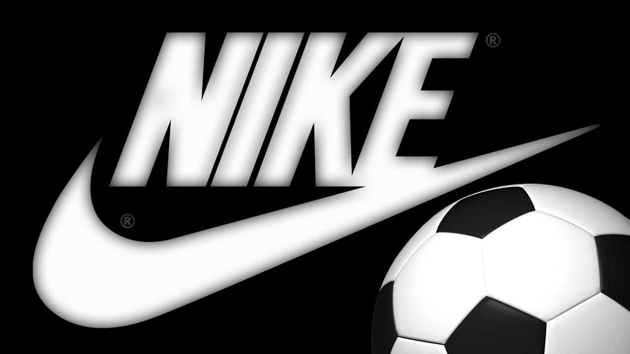 Обои nike, лого, футбольный мяч в разрешении 1280x720