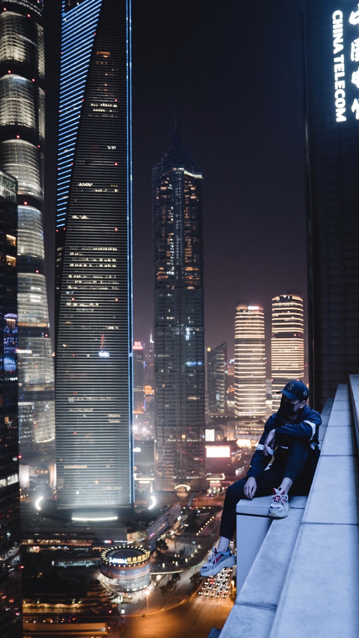 Обои Восточная жемчужина телевизионная башня, смартфон, электросвязь, сим блокировка, небоскреб в разрешении 720x1280