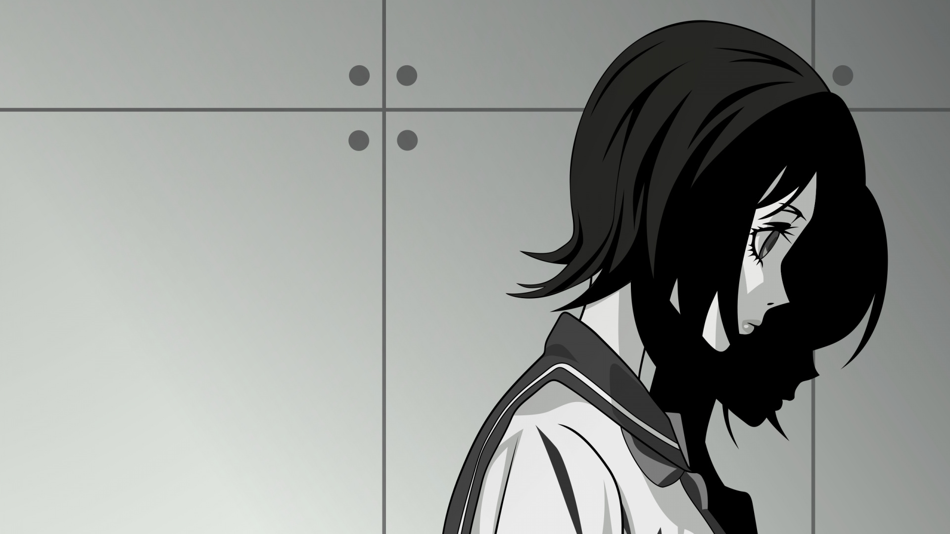 Обои иллюстрация, мангака, черно-белая фотография, девушка в разрешении 1920x1080