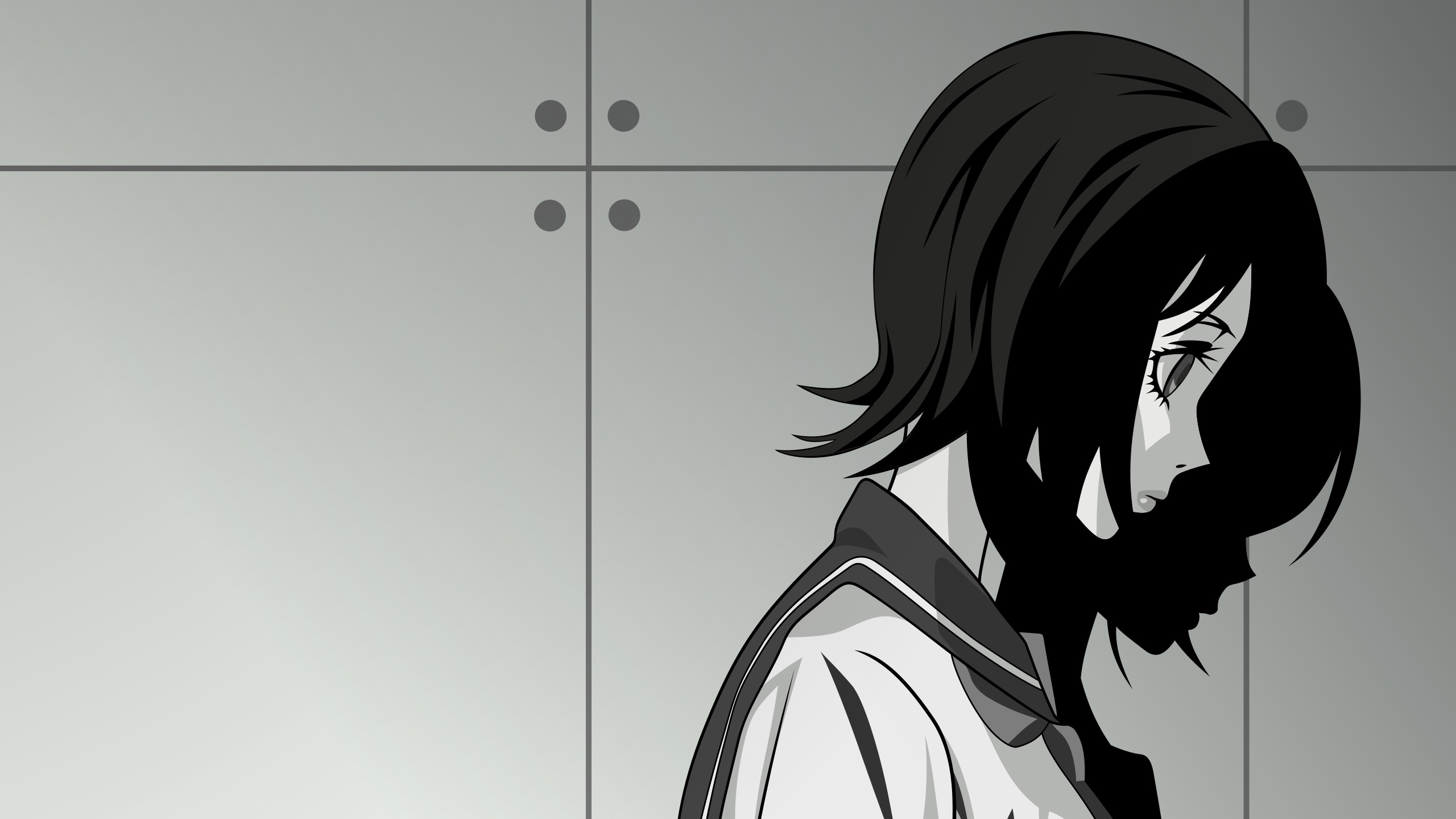 Обои иллюстрация, мангака, черно-белая фотография, девушка в разрешении 2560x1440