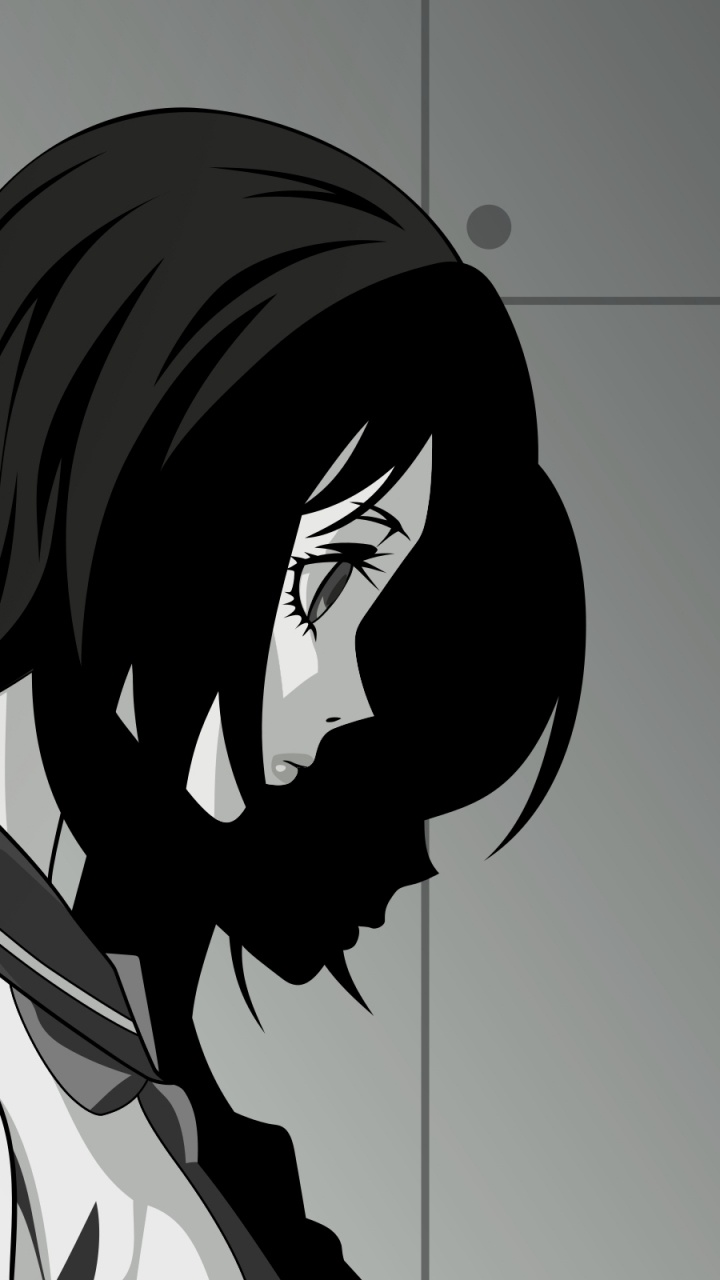 Обои иллюстрация, мангака, черно-белая фотография, девушка в разрешении 720x1280