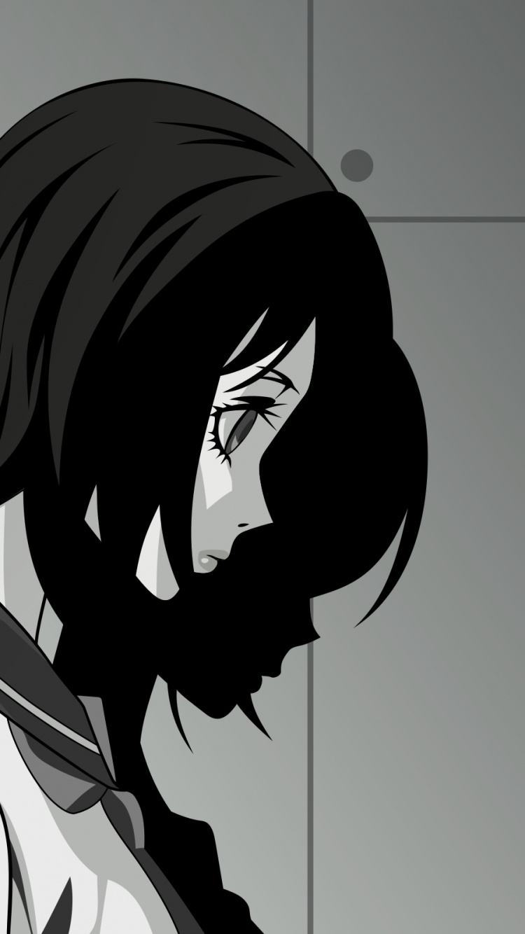 Обои иллюстрация, мангака, черно-белая фотография, девушка в разрешении 750x1334