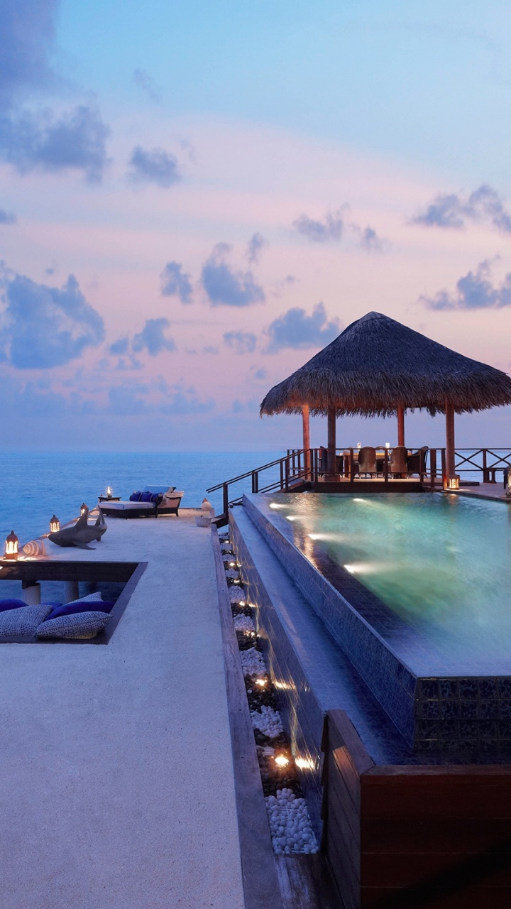 Обои прибежище, отпуск, бесконечный бассейн, плавательный бассейн, свойство в разрешении 720x1280